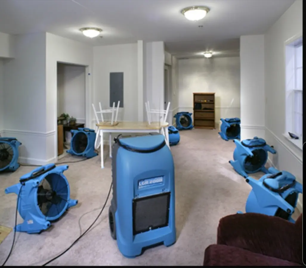 Air movers and dehumidifier setup for Water Extraction & Removal in Helena Valley West Central